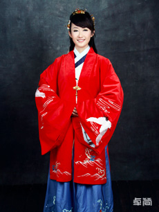 女式直裾深衣漢服定制