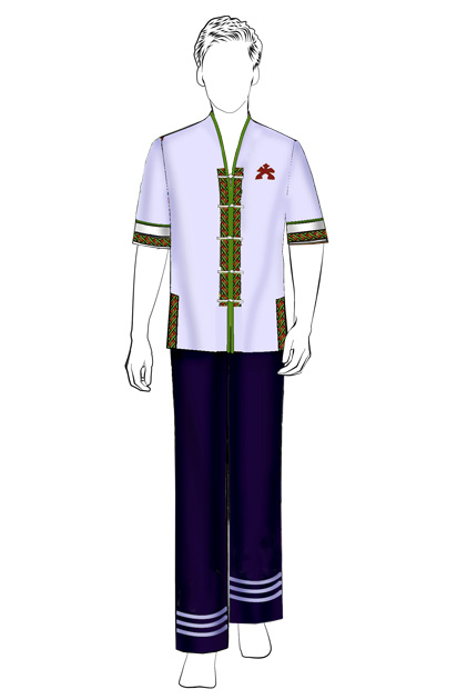 海南傳統(tǒng)黎族服飾男式短袖上衣+長(zhǎng)褲方案設(shè)計(jì)