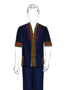 海南傳統(tǒng)黎族服飾男短袖+長褲方案設(shè)計