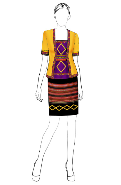 海南傳統(tǒng)黎族服飾女短袖+短裙方案設(shè)計(jì)