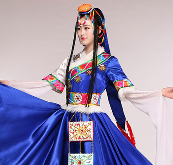 女款藍(lán)色藏族服飾